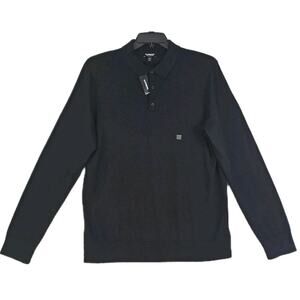 Express ~Men's Size L~Black Wool Blend Classy Office Wear Polo Shirt Sweater NWT
